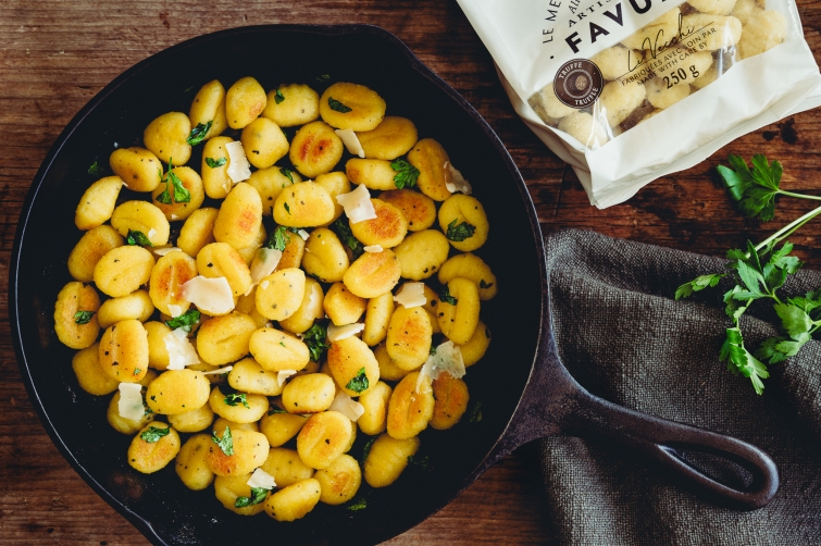 Panfried truffle gnocchi with parmesan and fresh parsley Recipes Favuzzi Olive oils and