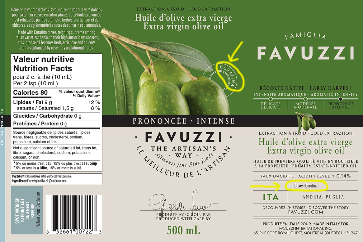 Comment lire l'étiquette d'une bouteille d'huile d'olive de qualité  supérieure?, Articles, Favuzzi, Huiles d'olive et produits italiens fins
